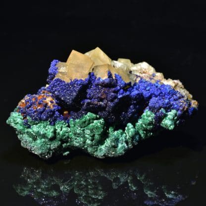 Azurite, malachite et fluorine, Aouli, Maroc