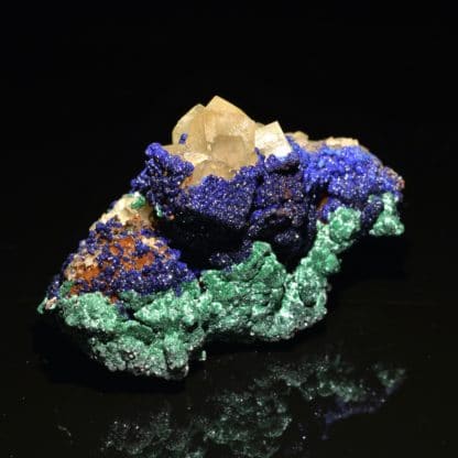 Azurite, malachite et fluorine, Aouli, Maroc