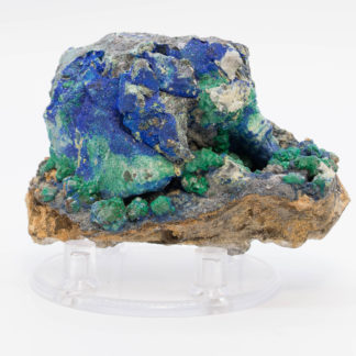 Bournonite, azurite, malachite et sphalérite, Saint-Laurent-le-Minier, Gard.