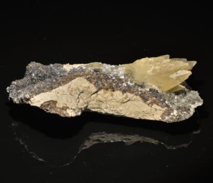 Calcite, galène et sphalérite (blende), Planioles, près de Figeac, Lot.