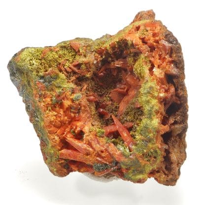 Crocoïte, embreyite, pyromorphite, Beresovsk, Oural, Russie.