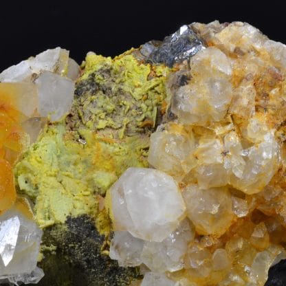 Galène, pyromorphite, wulfénite, L'Argentolle, Saône et Loire, France.