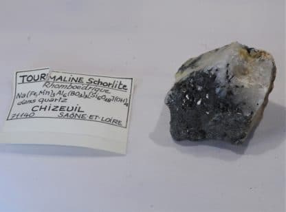 Tourmaline noire dans du Quartz, Chizeuil, Saône-et-Loire.