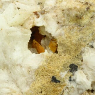 Vanadinite et wulfénite, district de Mibladen, Maroc.