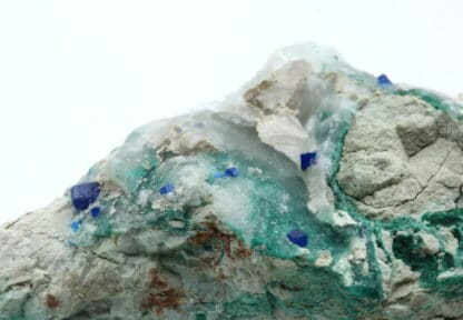 Boléite, atacamite, gypse, Amelia Mine, Santa Rosalía, Mexique.