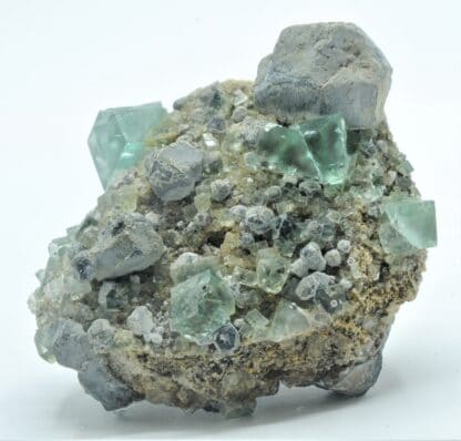 Fluorine maclée et Galène, Mine Heights, Cumberland, Angleterre, Royaume-Uni.