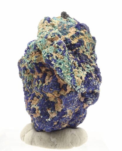 Pseudomorphose de Cuprite en Malachite, sur Azurite, Chessy, Rhône.