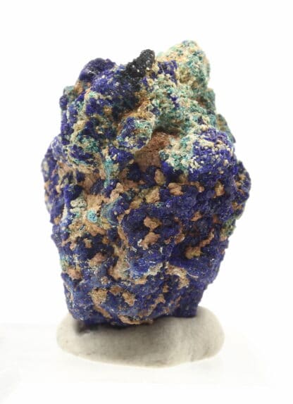 Pseudomorphose de Cuprite en Malachite, sur Azurite, Chessy, Rhône.