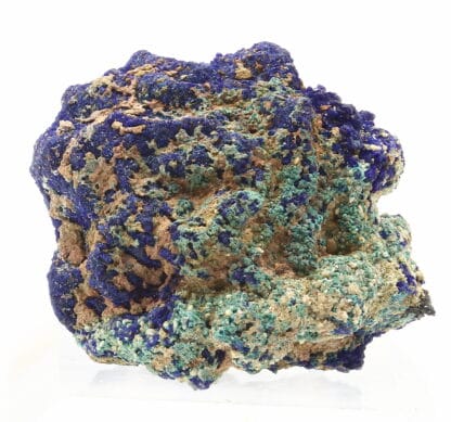 Pseudomorphose de Cuprite en Malachite, sur Azurite, Chessy, Rhône.