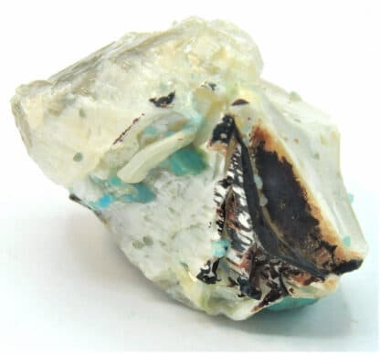 Hémimorphite bleue sur Cérusite, M’Fouati, Congo, Afrique.