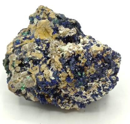 Agardite, Goudeyite, Azurite, Halloysite et Malachite, Chessy, Rhône.