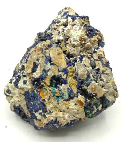 Agardite, Goudeyite, Azurite, Halloysite et Malachite, Chessy, Rhône.