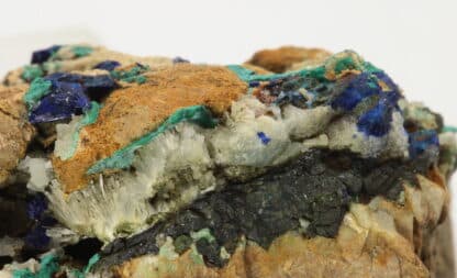 Azurite, malachite, cerusite, smithsonite, Cabrières, Hérault.