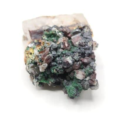 Cérusite et Malachite sur Baryte, La Caune des Causses, Palairac, Aude.