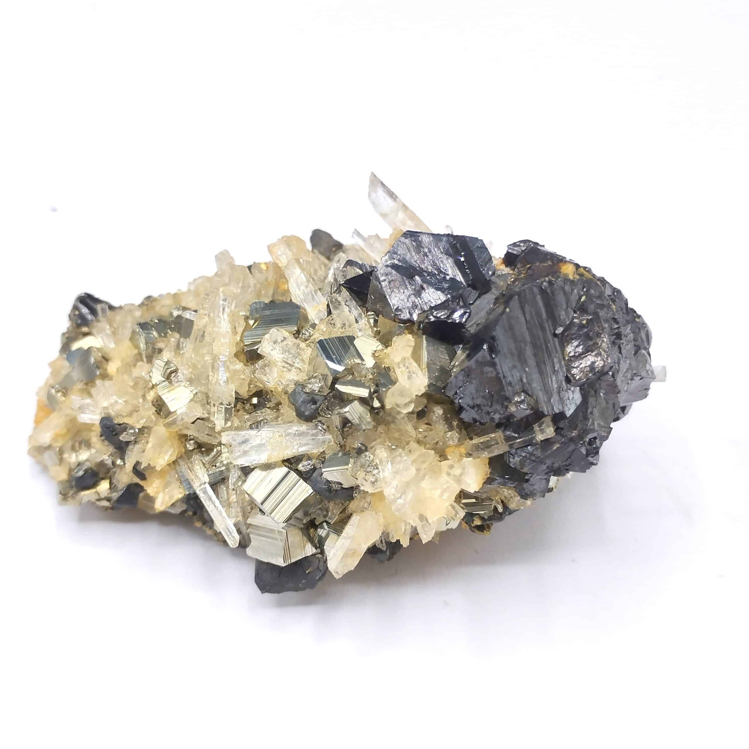 Blende (Sphalérite), Pyrite & Quartz, Huanzala, Pérou.