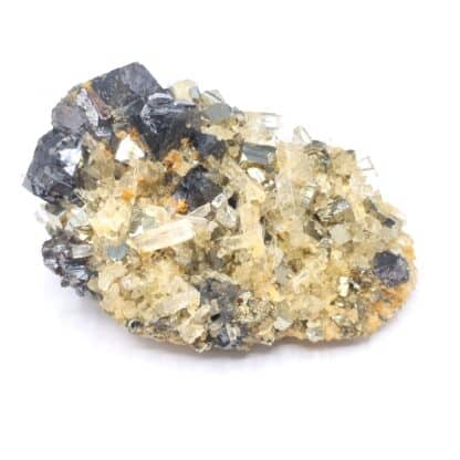 Blende (Sphalérite), Pyrite & Quartz, Huanzala, Pérou.