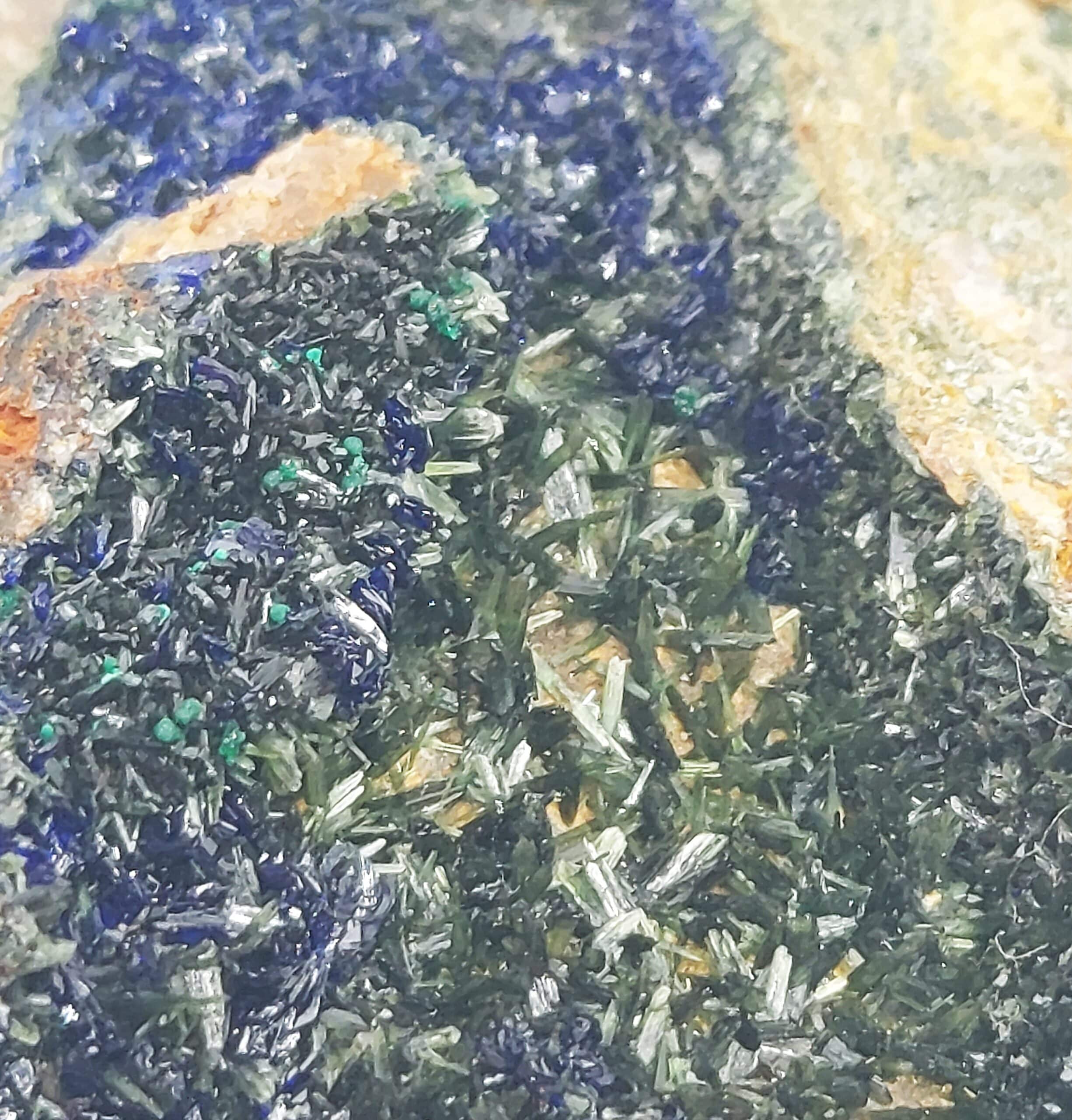 Olivénite, Azurite, Mine de Cap Garonne, Le Pradet, Var.