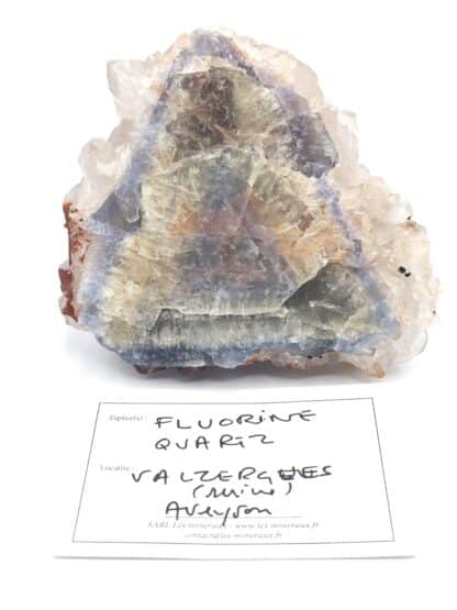 Quartz sur fluorine, mine de Valzergues, Aveyron.