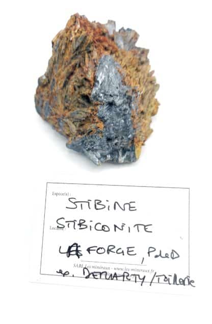 Stibine et stibiconite, mine de La Forge, Puy-de-Dôme.