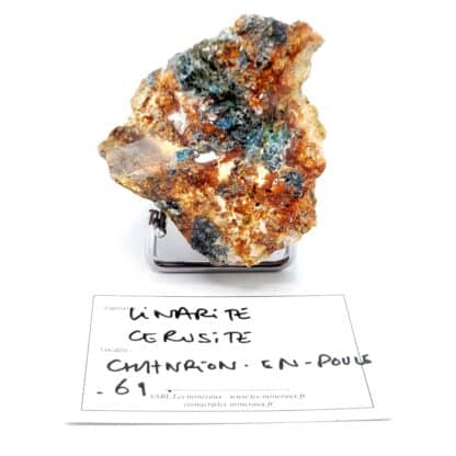 Linarite et Cérusite, Chanrion-en-Poule, Rhône.