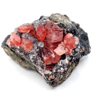 Rhodochrosite, fluorite, Mine d'Uchucchacua, Lima , Pérou.