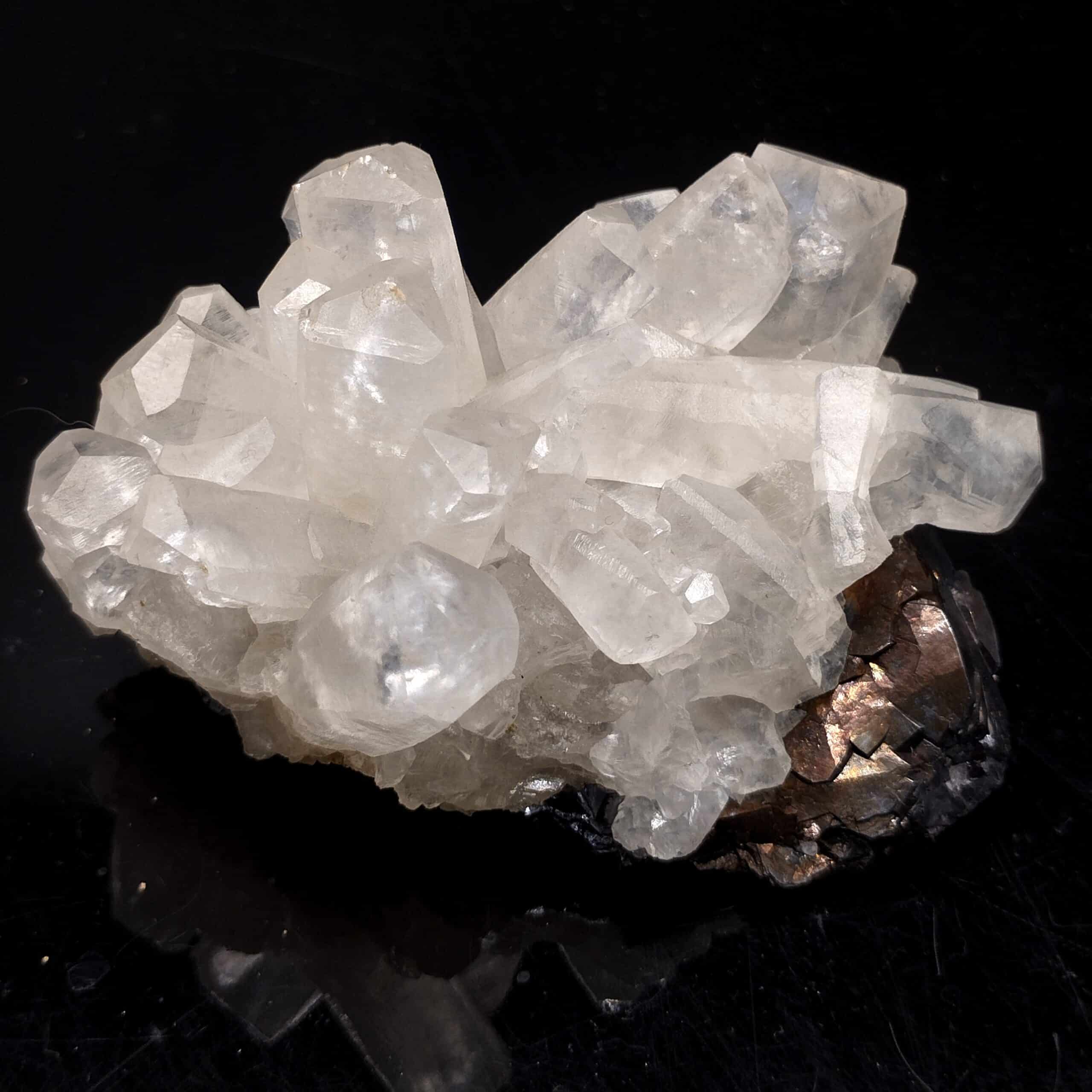 Calcite sur Galène, Rookhope, Cumberland, Royaume-Uni.